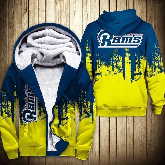 Football Teams Hoodie Shirt Limited Edition Los Angeles Rams 3D Thick Zipper Hoodie