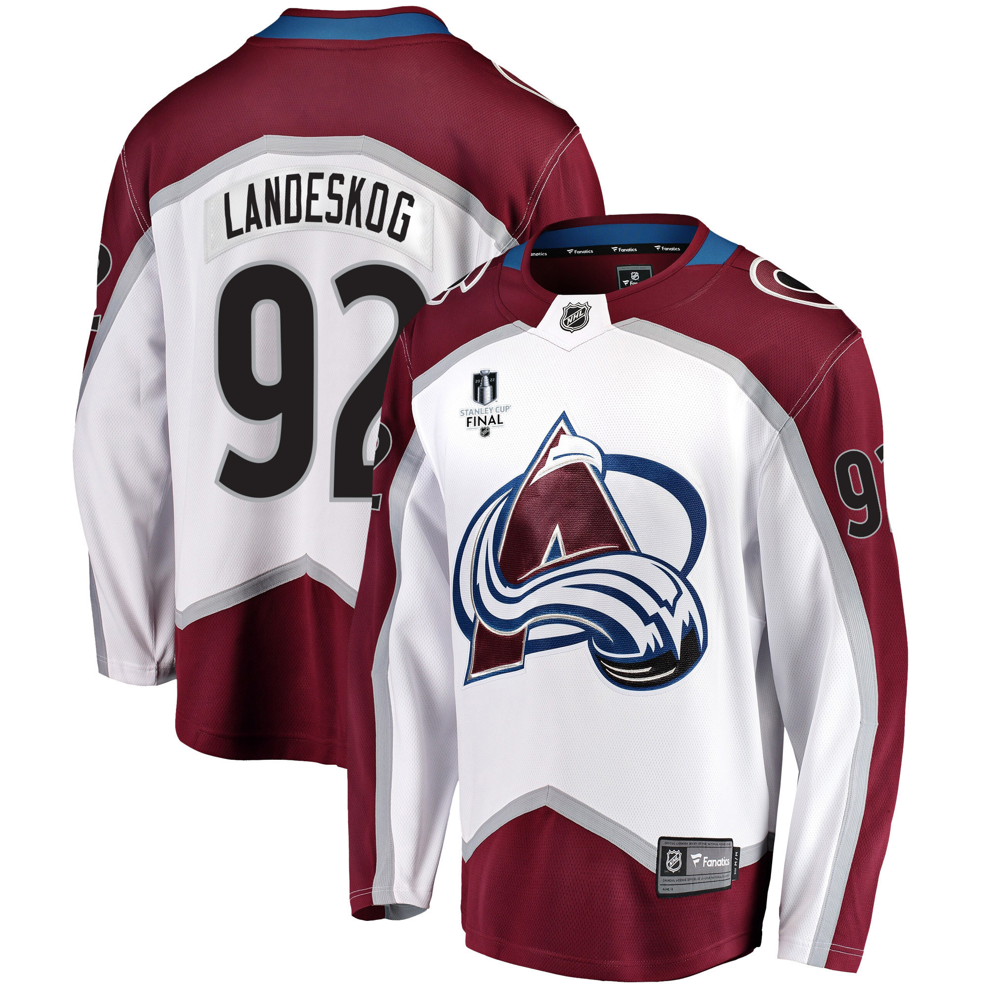 Colorado Avalanche Gabriel Landeskog 92 Away 2022 Stanley Cup Final Breakaway Men Jersey – White