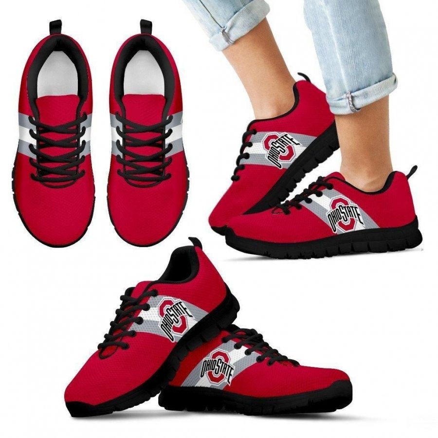 Three Colors Vertical Ohio State Buckeyes Sneakers #912