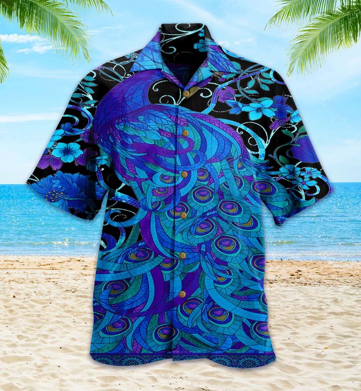 Peacock Blue Picture Hawaii Shirt Ha85873