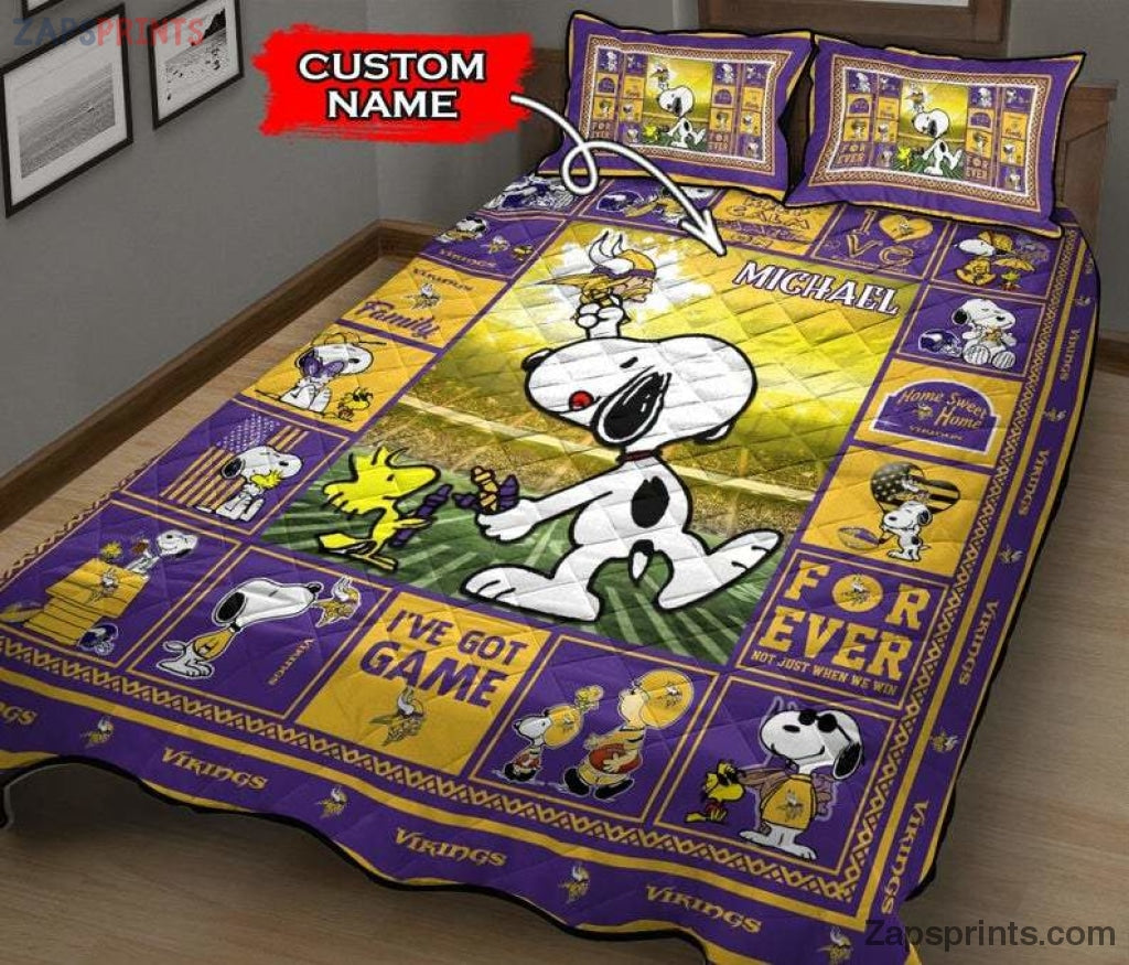 Custom Name Minnesota Vikings Quilt Bed Set