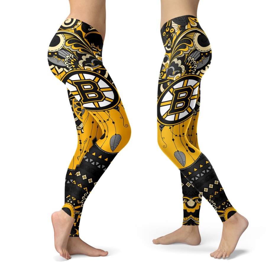 Boho Boston Bruins Leggings With Fantastic Art