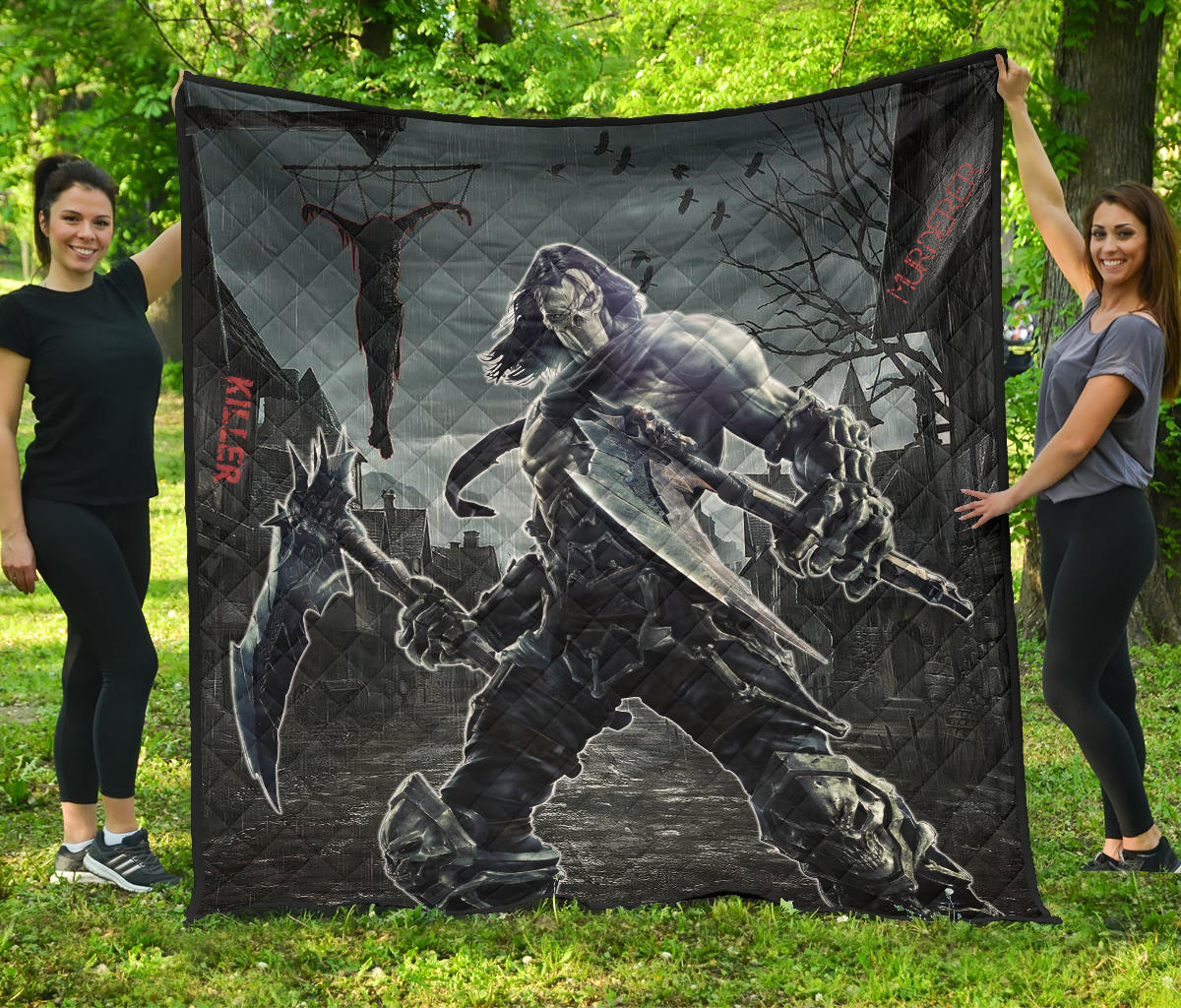 Horror Movie Premium Quilt | Thanatos With Skull Face Scary Night Quilt Blanket Nt090807