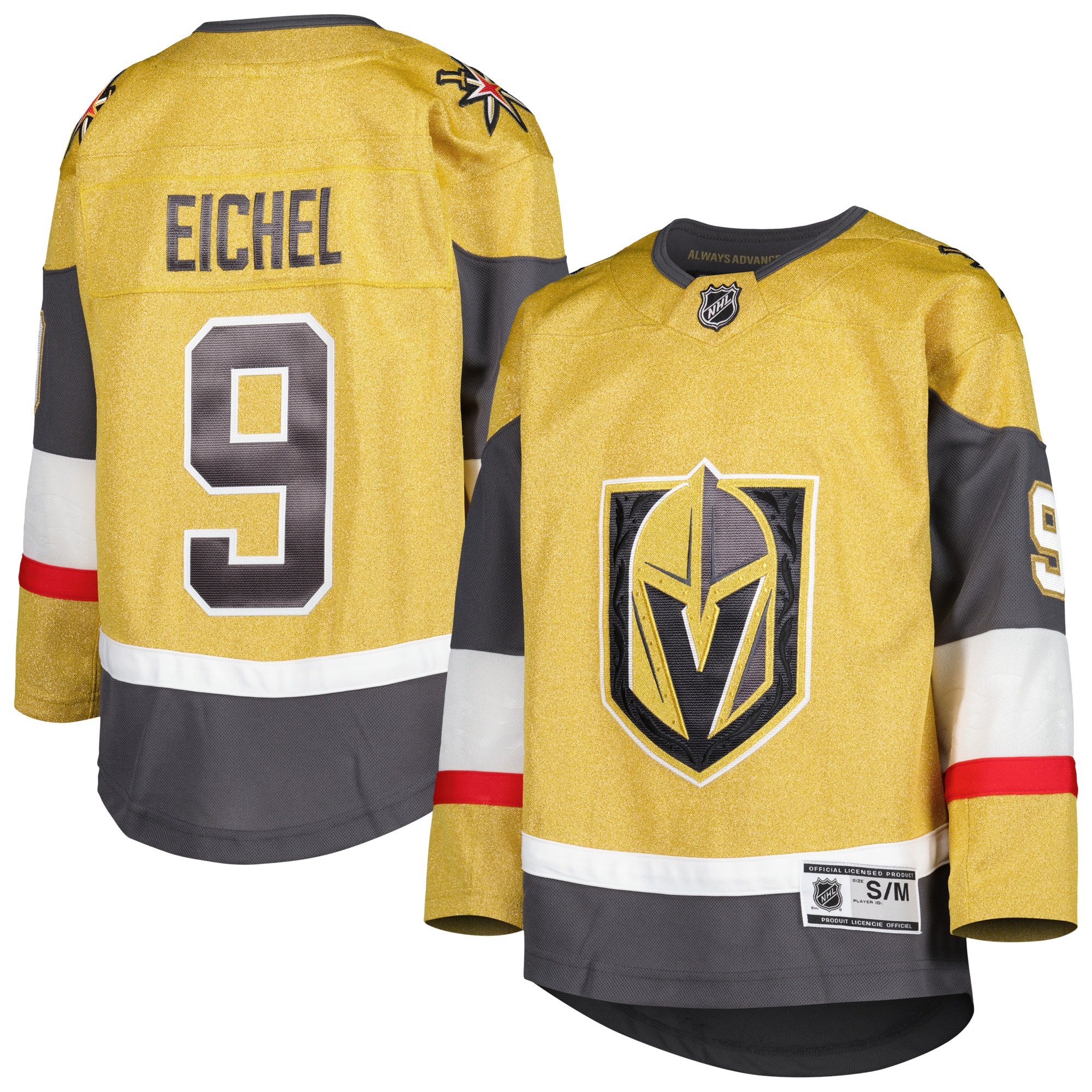 Jack Eichel Vegas Golden Knights Youth Home Premier Player Jersey – Gold