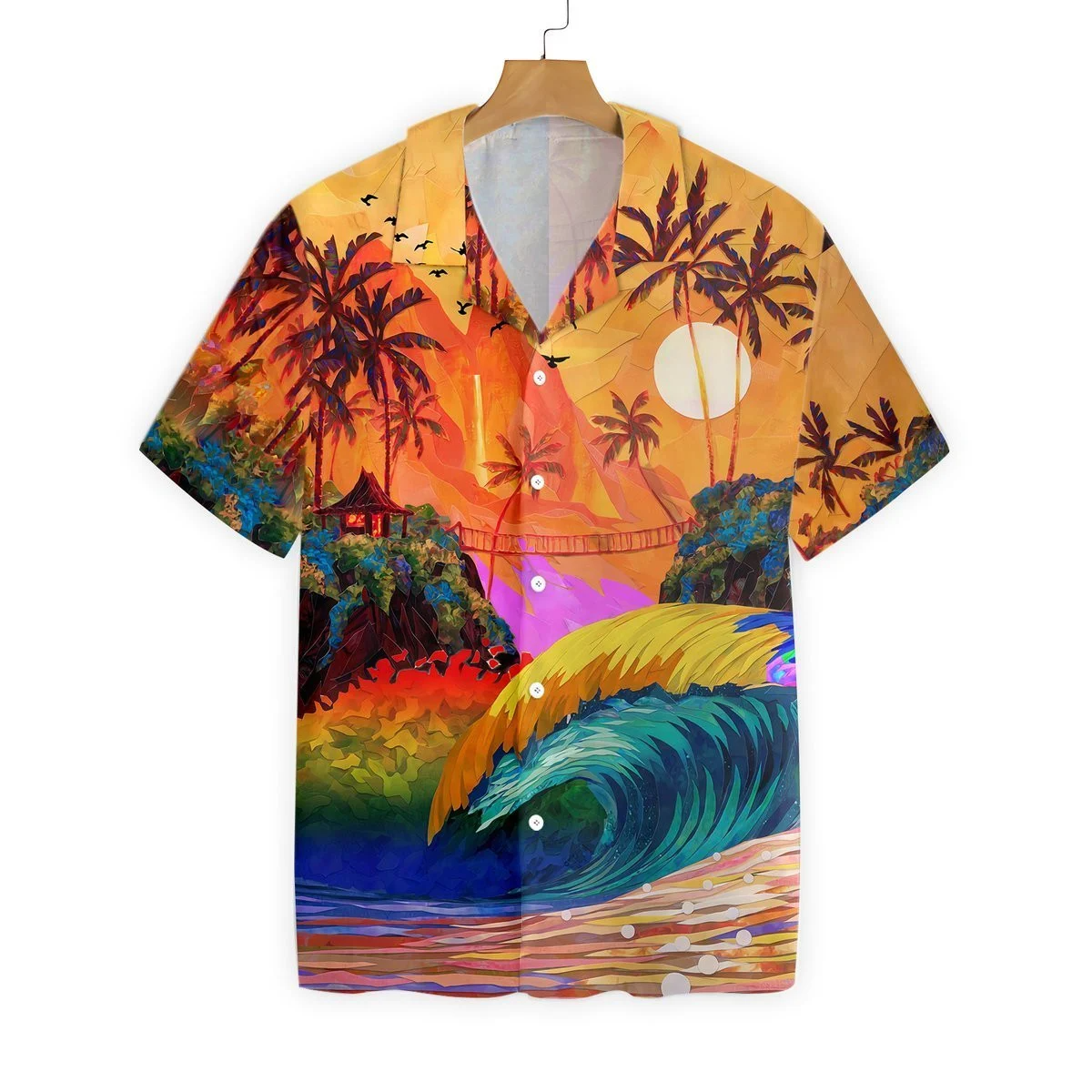 Hawaii Lgbt Sunset And Wave Sea Background Hawaii Shirt Ha110101