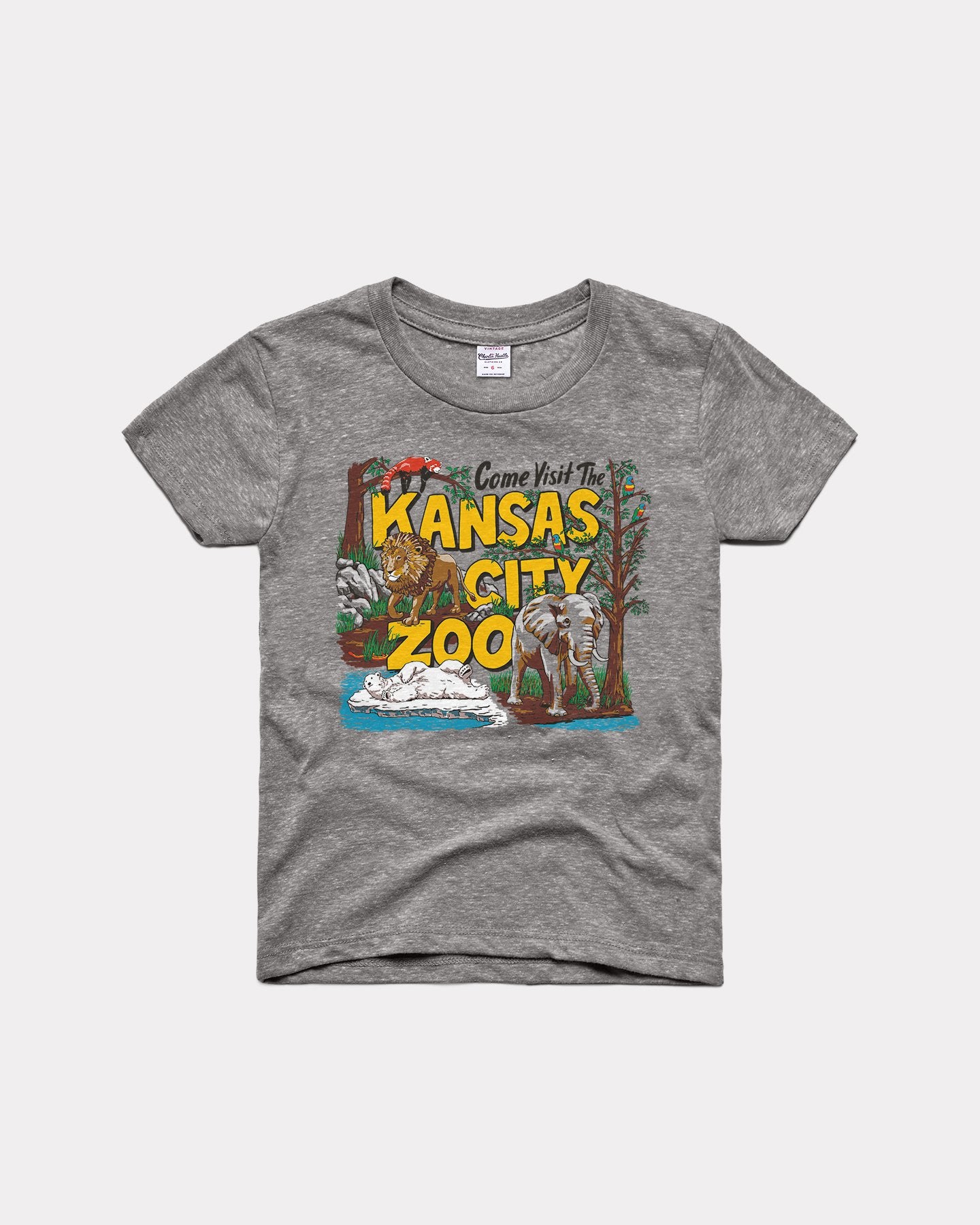 Kids Visit The Kansas City Zoo Vintage Grey T-Shirt