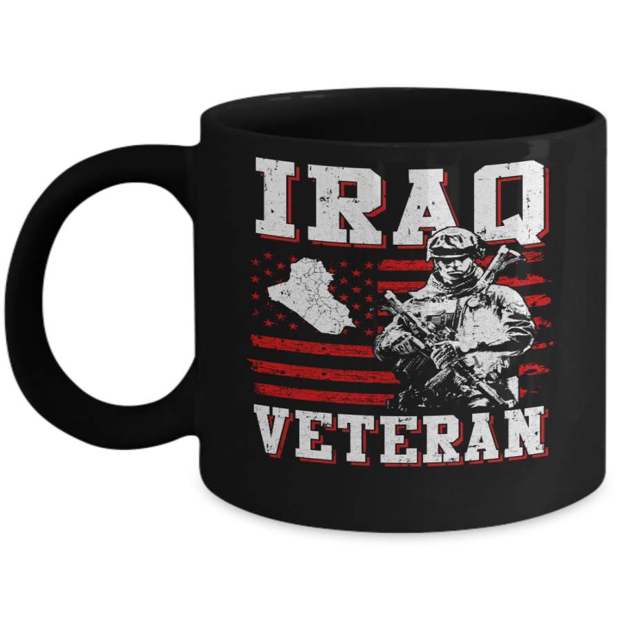 Iraq Veteran America Flag Distressed Vintage Mug