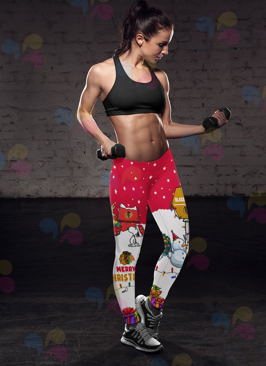 Funny Merry Christmas Chicago Blackhawks Leggings