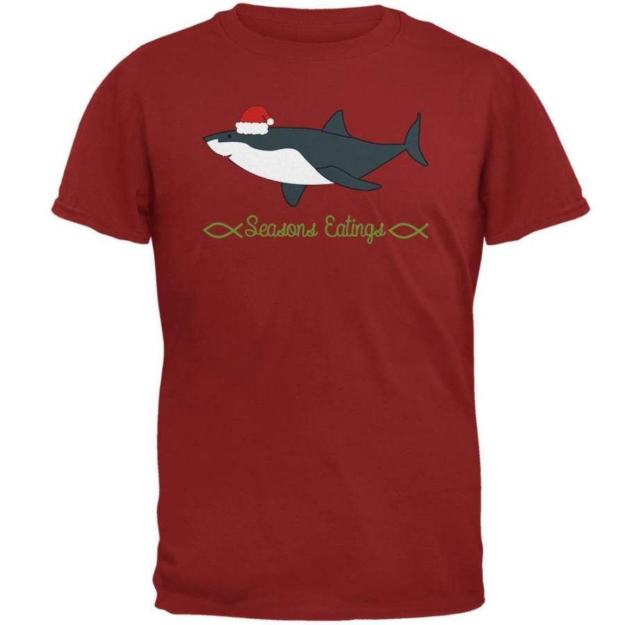 Christmas Shark Seasons Greetings Funny Pun Mens T Shirt