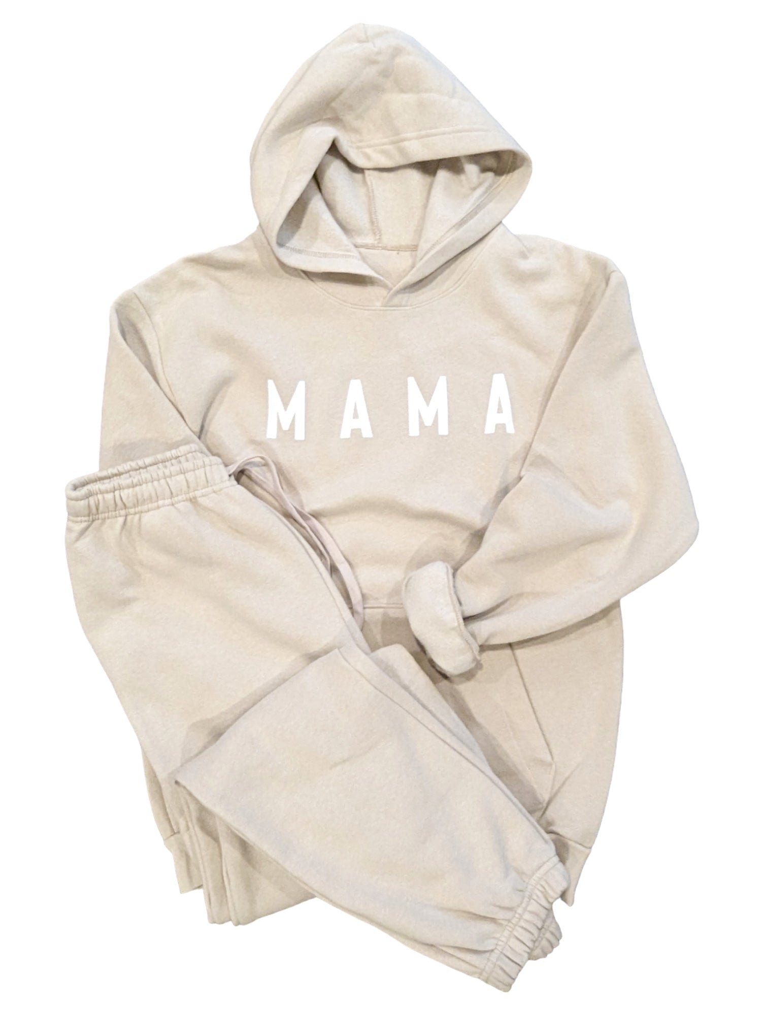 Beige Mama Sweatshirt And Jogger Set