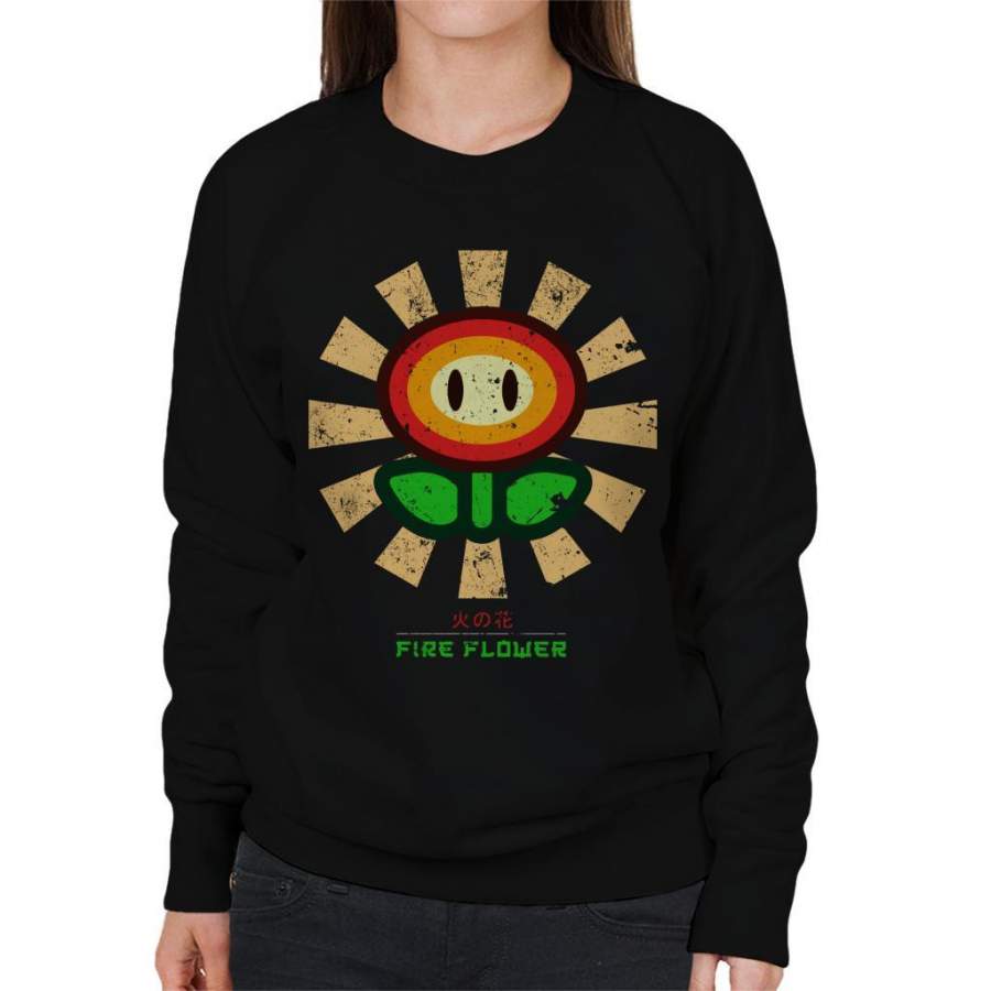 Fire Flower Retro Japanese Super Mario Women’s Sweatshirt