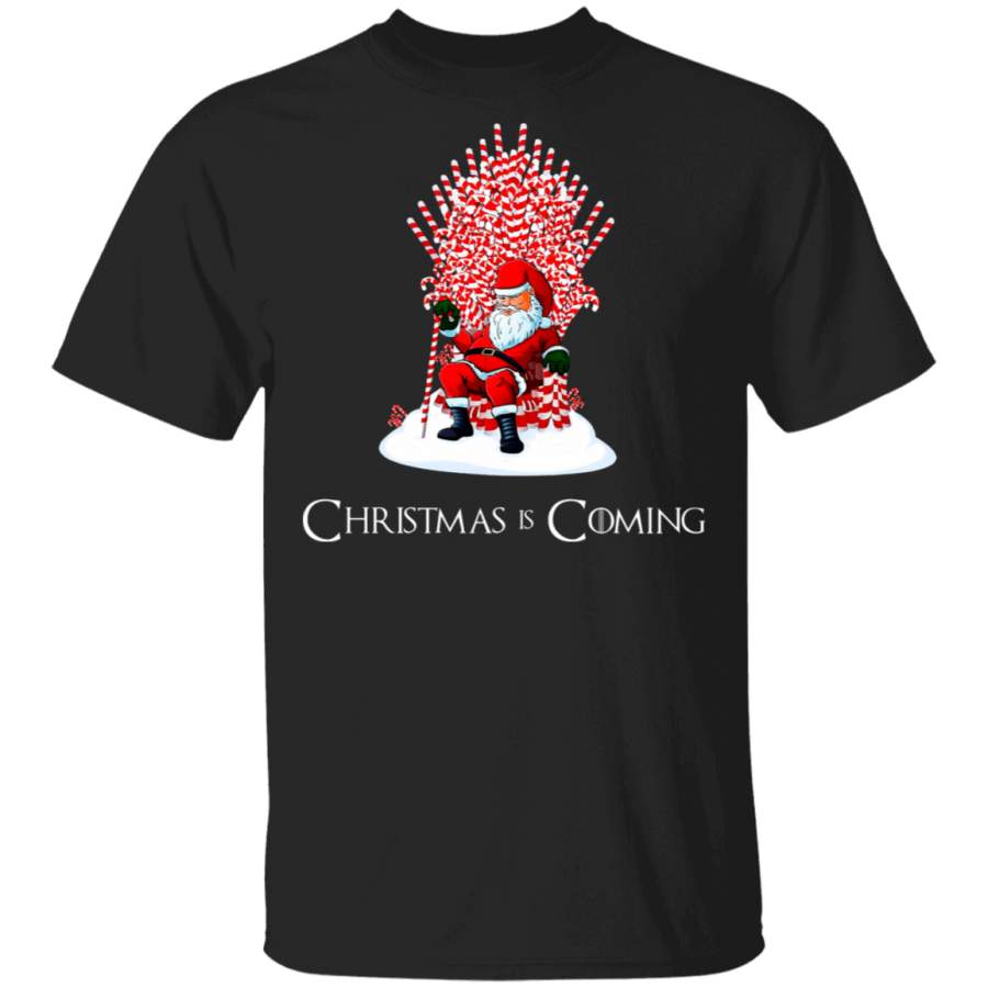 Christmas Is Coming Santa Candy Cane Throne Christmas Shirt