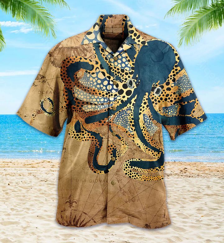 Octopus Brown Hawaii Shirt Ha22494