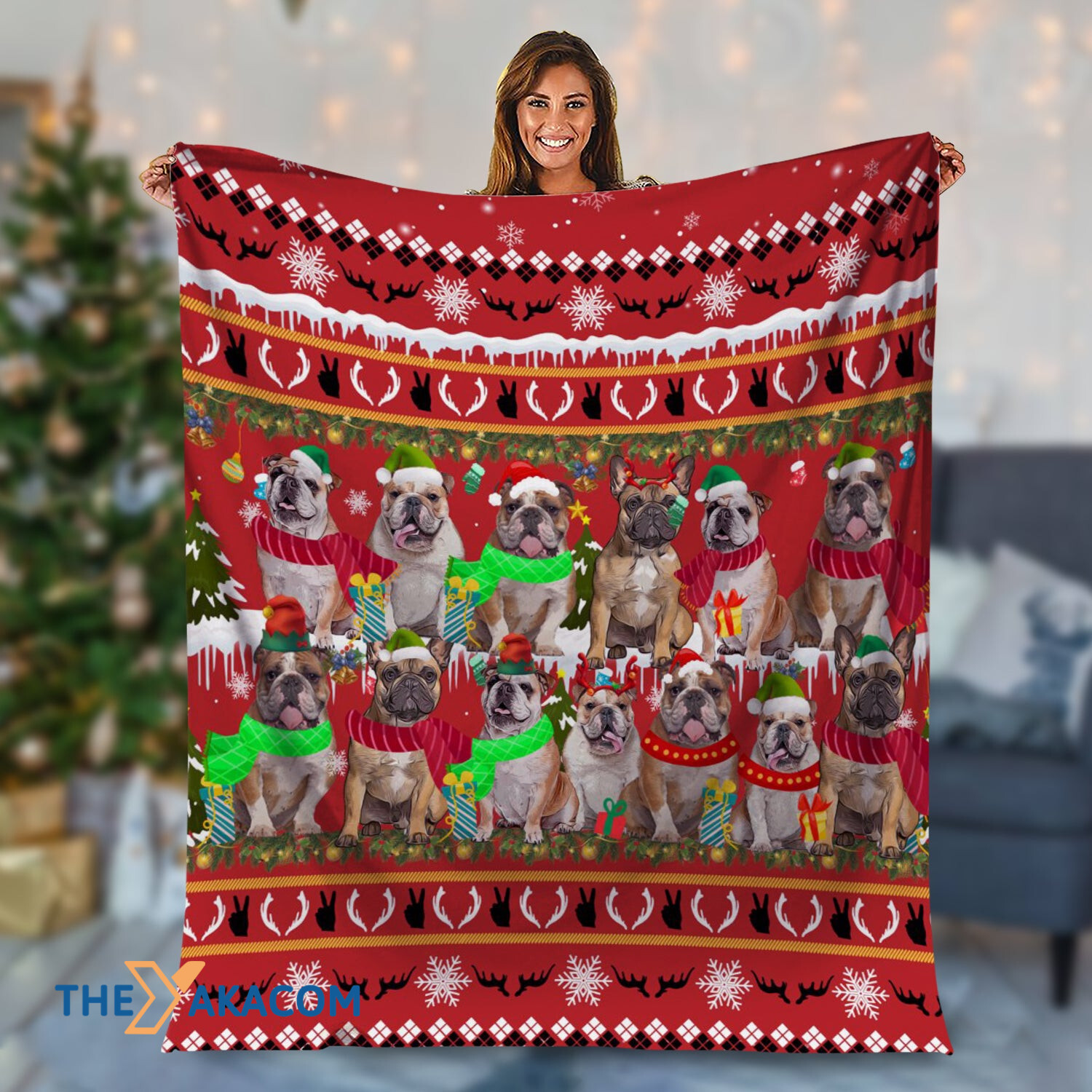 Pitbull Christmas Blanket Sherpa Throw Blanket Best Gift For Dog Lovers Fleece Sherpa Throw Blanket