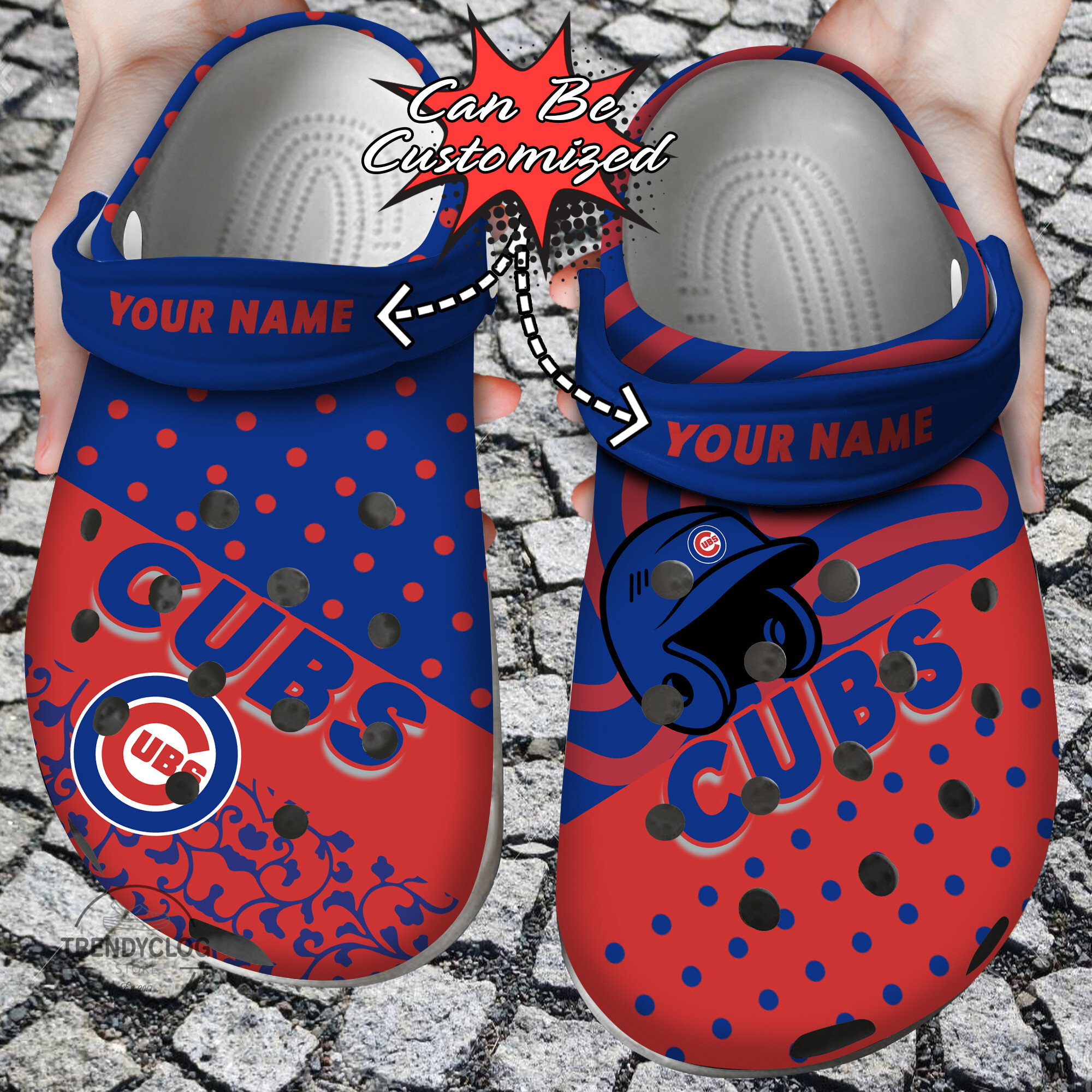 Baseball Crocs – Personalized C.Cubs Team Polka Dots Colors Clog Shoes