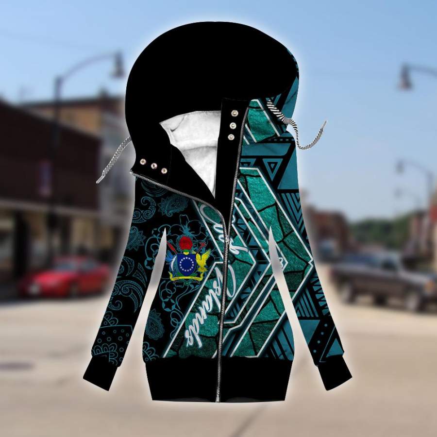 Cook Islands fleece sleeve zipper hoodie outerwear