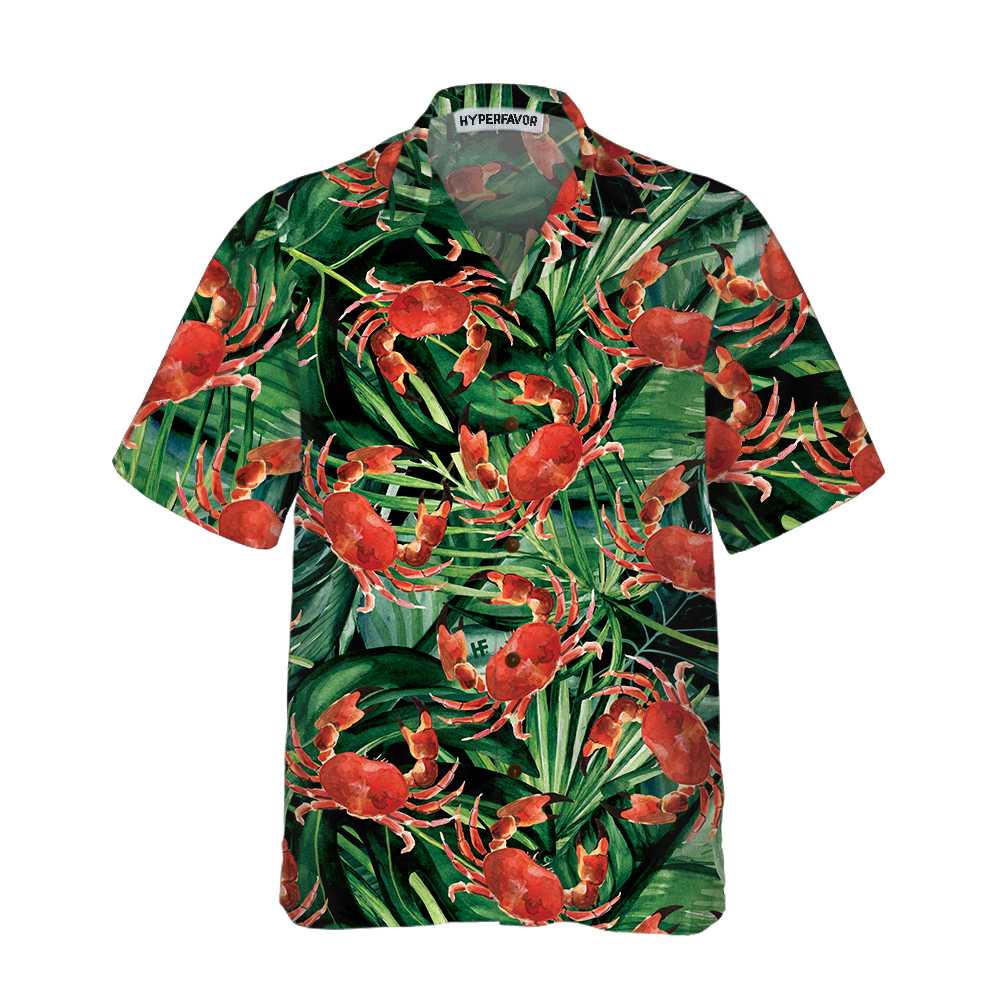 Red Crab Pattern Hawaii Unique Print Shirt Ha38494