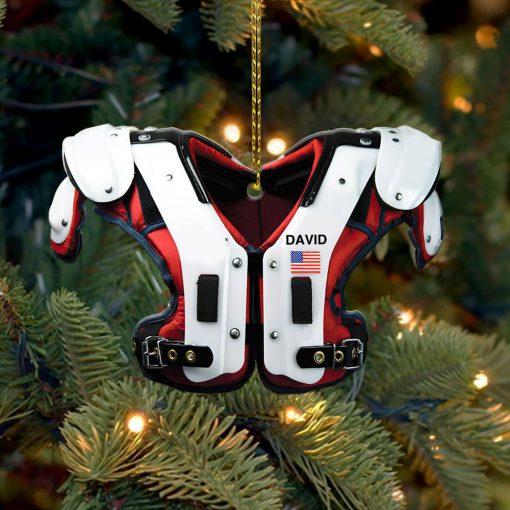 American Football Shoulder Pads – Personalized Printed Ornament ( Red )