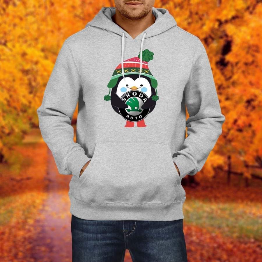 MEN SWEATSHIRT HOODIE SKODA Penguin Winter Geschenk