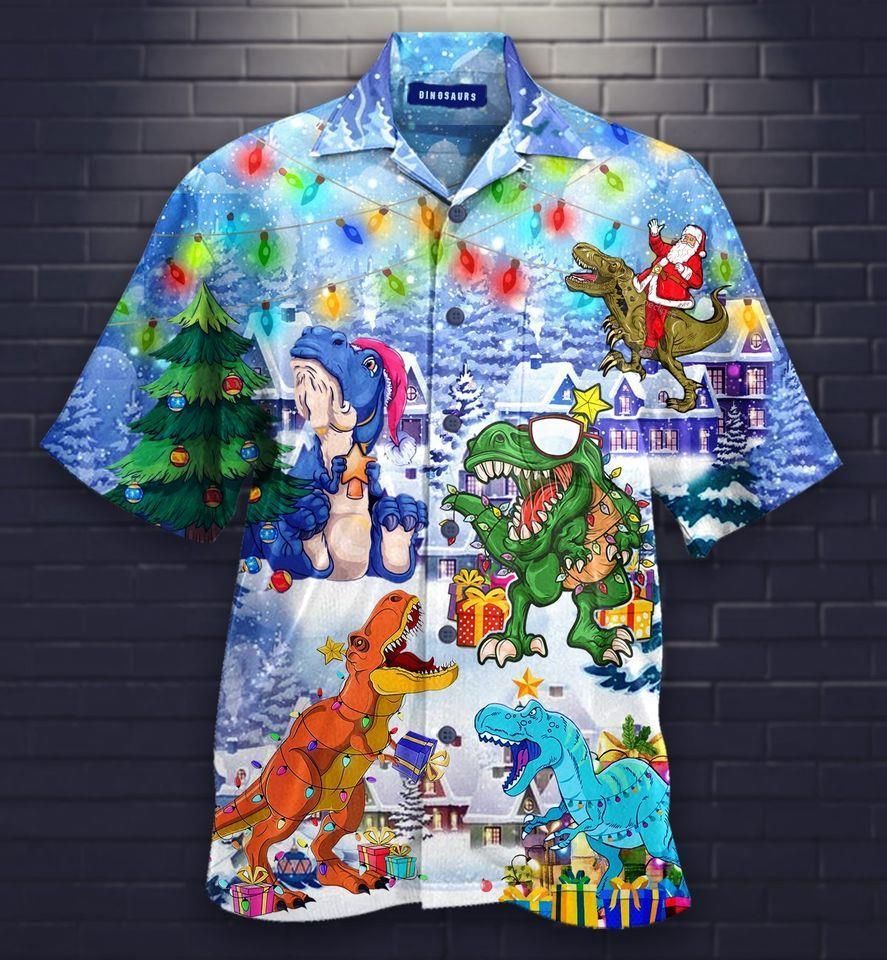 Buy Amazing Santa Dinosaurs On Christmas Days Hawaii Shirts Ha80828