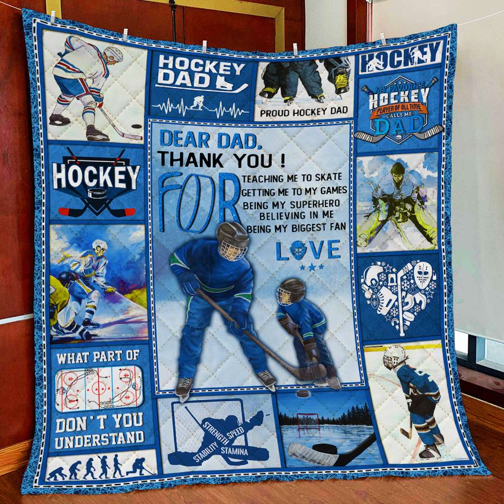 Hockey Dad – Thank You For Teaching Me To Skate Quilt Blanket