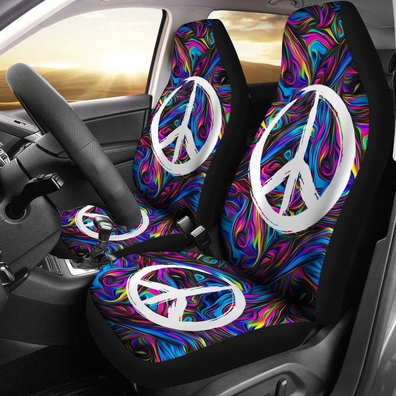 Hippie Vibrant Peace Car Seat Covers (Set Of 2) #Va