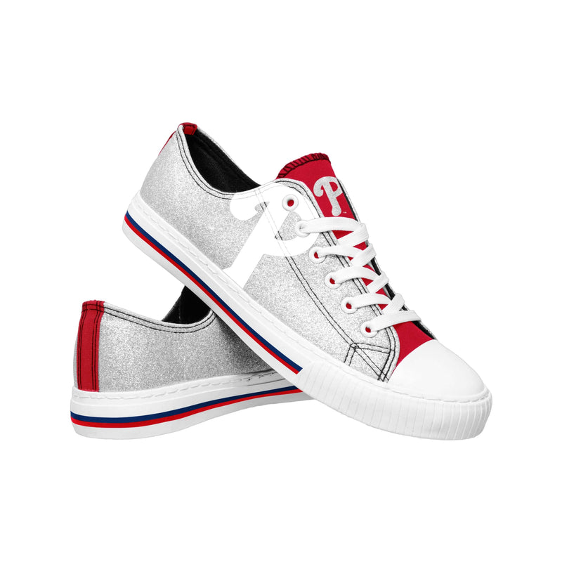 Philadelphia Phillies MLB Womens Glitter Low Top Canvas Shoes