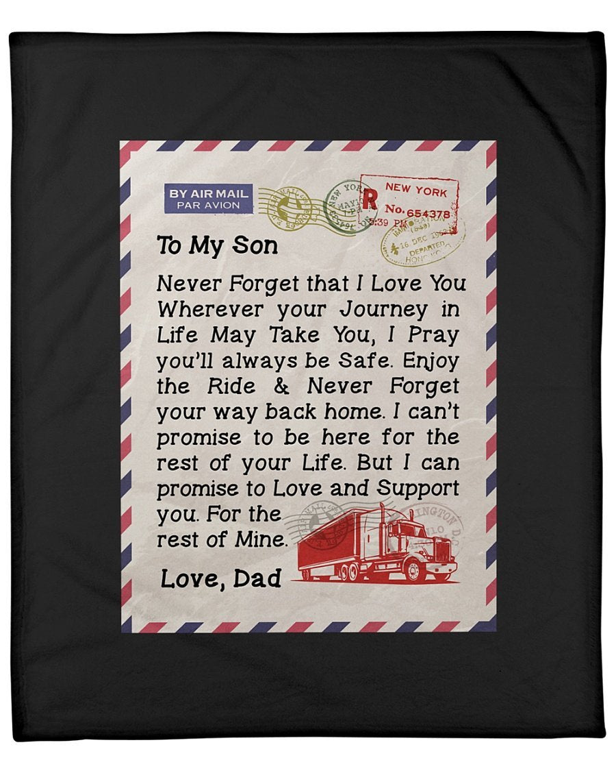 To My Son Never Forget That I Love You Fleece Blanket Gift For Family, Birthday, Son, Father To Son Gift Home Decor Bedding Couch Sofa Soft And Comfy