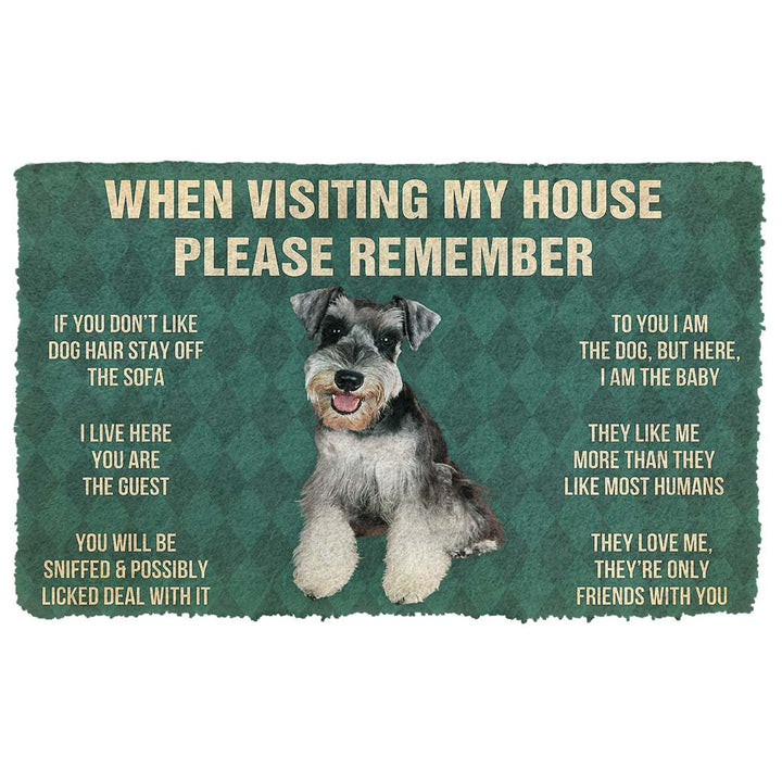 Waybackapparel Please Remember Miniature Schnauzer Puppy Dogs House Rules Custom 3D Doormat