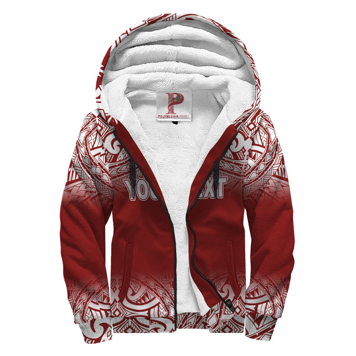 American Samoa Personalised Custom Polynesian Sherpa Hoodie – Fog Red – BN39