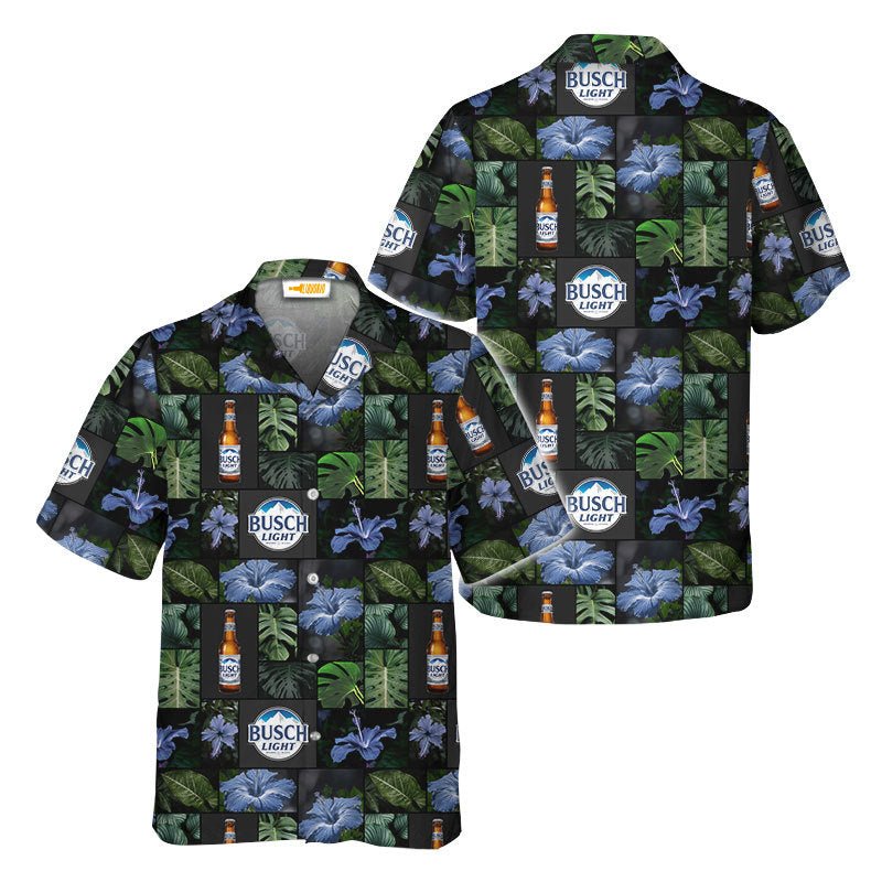 Busch Light Tropical Hibiscus Flower Hawaiian Shirt