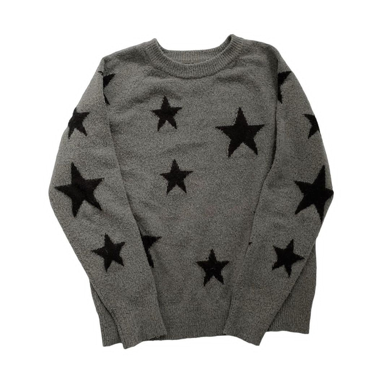 Xingqing Gothic Punk Sweater y2k Grunge 2000s Clothes Vintage Aesthetic Star Print Round Neck Long Sleeve Tops Women Pullover alx