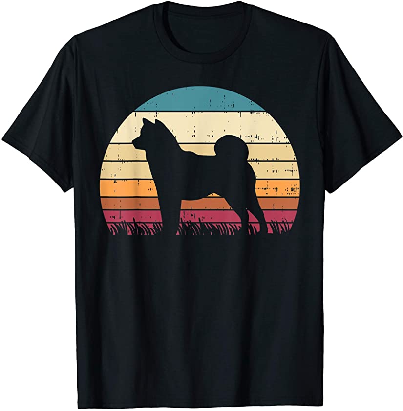 Shiba Inu Sunset Retro Animal Pet Akita Doge Dog Lover Gift T-Shirt