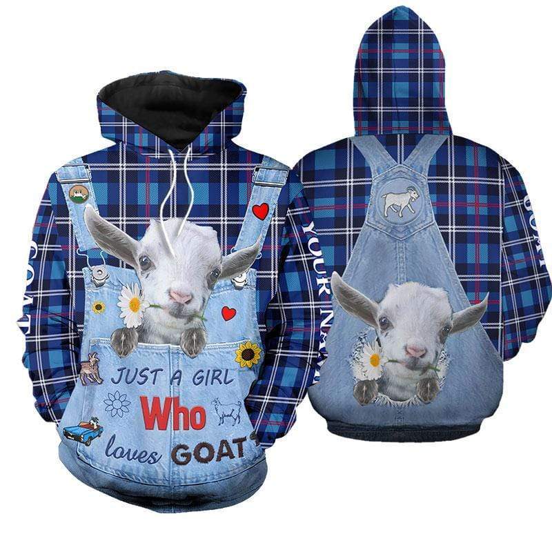 Girl Loves Goat Personalized Custom Name Hoodie 3D #2311L