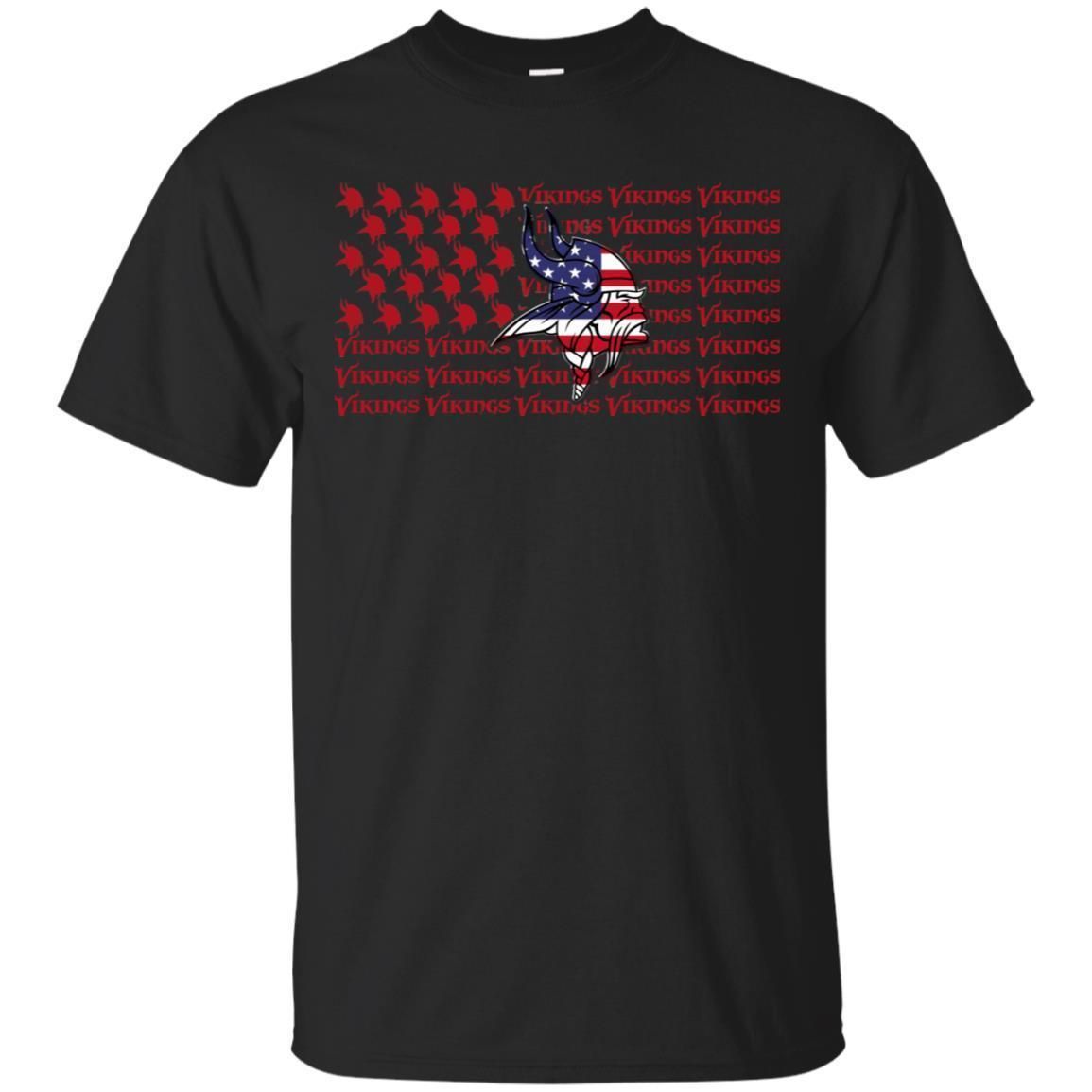 Minnesota Vikings American Flag Football T-Shirt For 4th July VA06