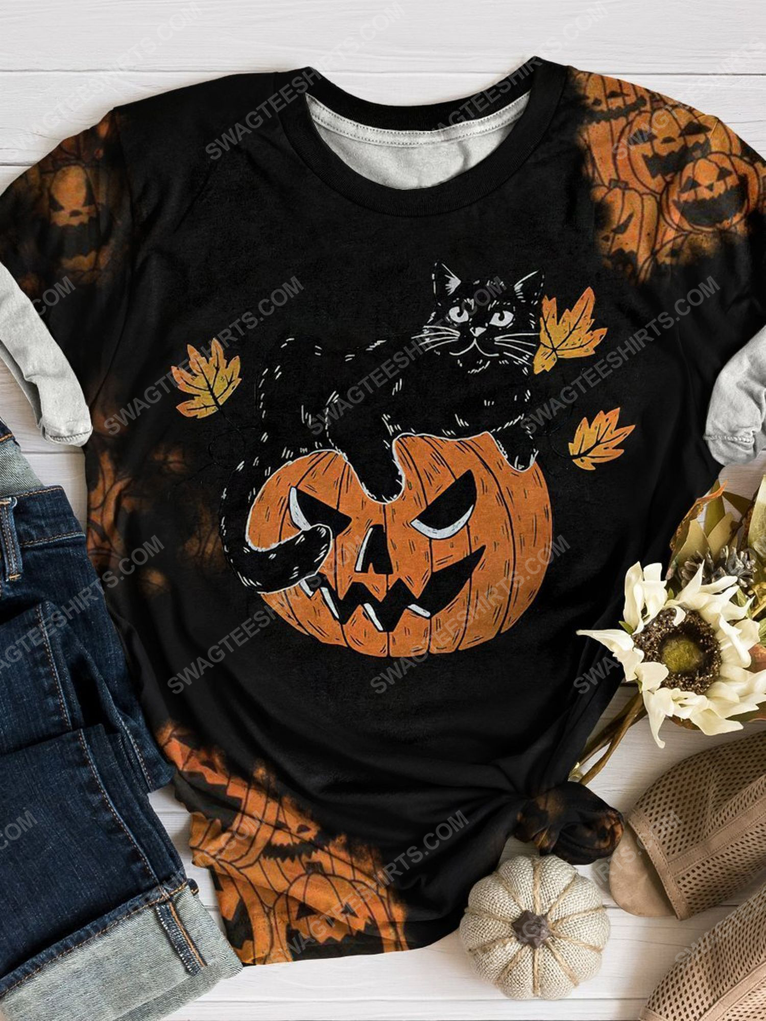 [Special Edition] Halloween Night Pumpkin And Black Cat Full Print Shirt – Maria (Halloween)