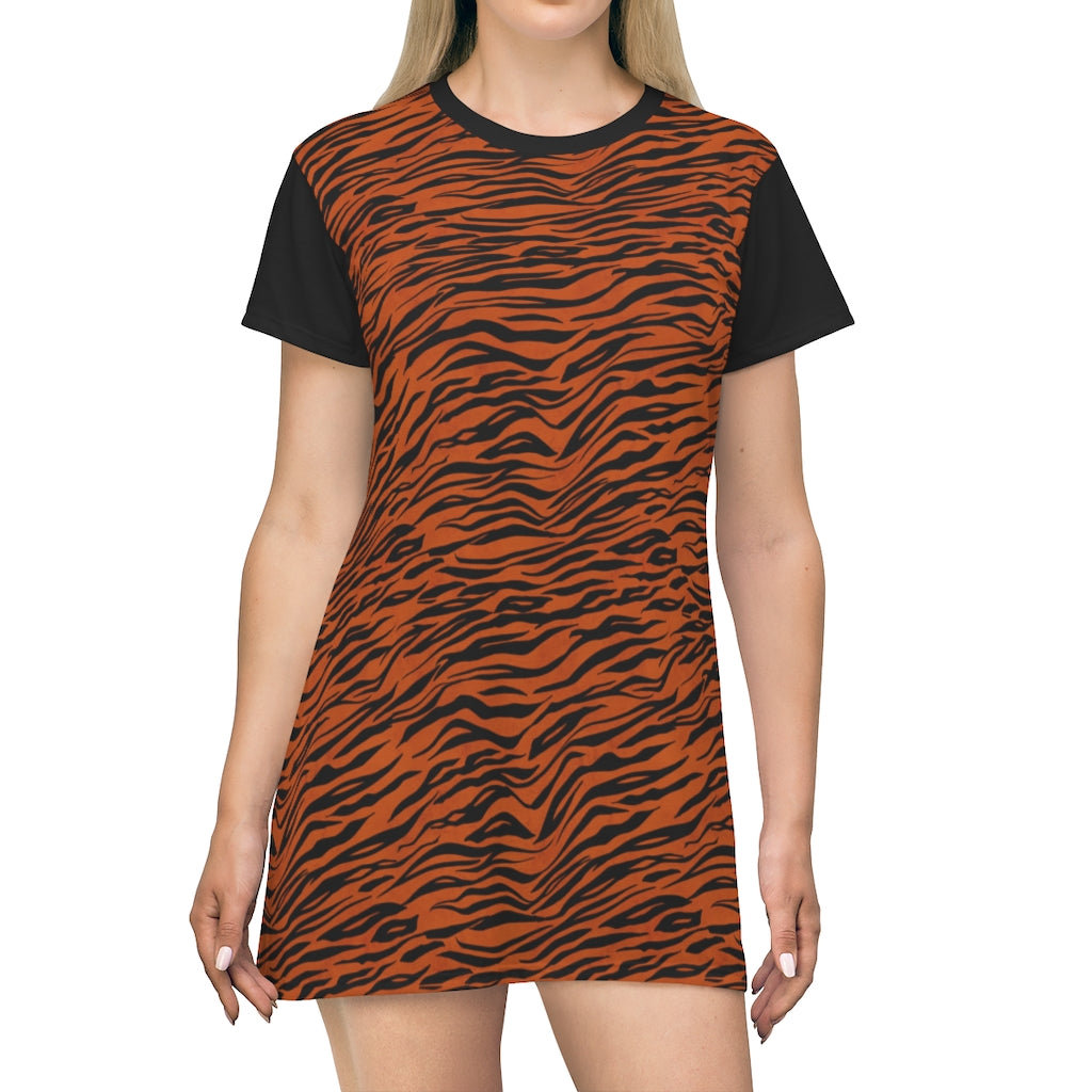 Tiger Stripe Print T-Shirt Dress