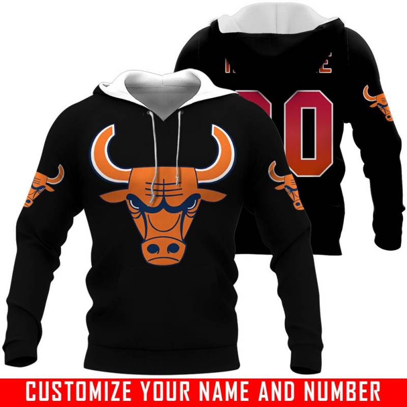 Logo Mashup – Chicago Bears X Chicago Bulls – CUSTOMIZE NAME AND NUMBER – HOT SALE 3D PRINTED – NOT IN STORE