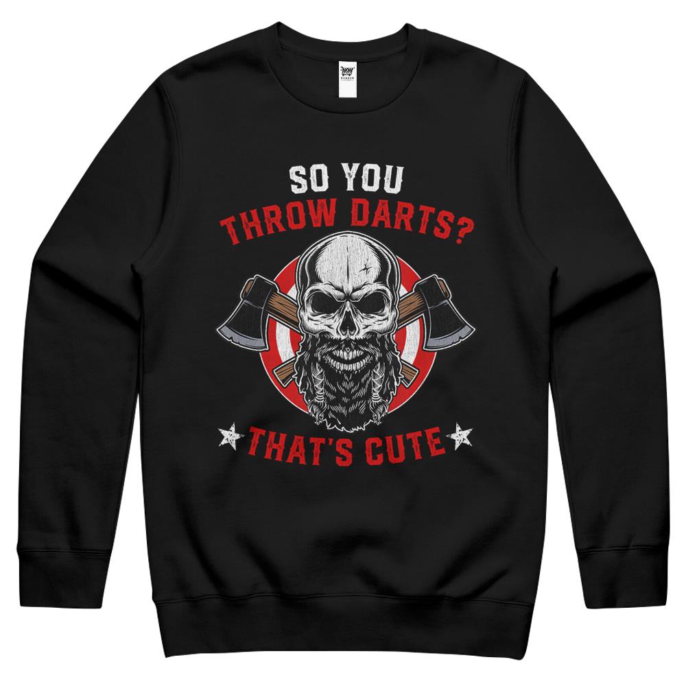 Axe Throwing Skull Axes Hatchet Throwing Crewneck Sweatshirt