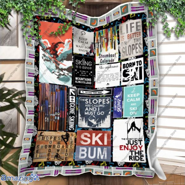 Skiing Ski Bum, Skiing Is A Dance Quilt Blanket