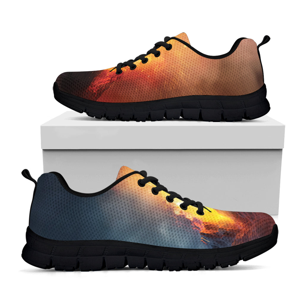 Volcano Eruption Print Black Sneakers