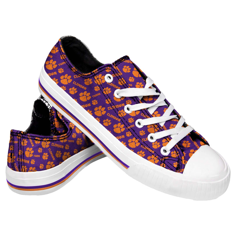 Clemson Tigers NCAA Womens Low Top Repeat Print Canvas Shoes