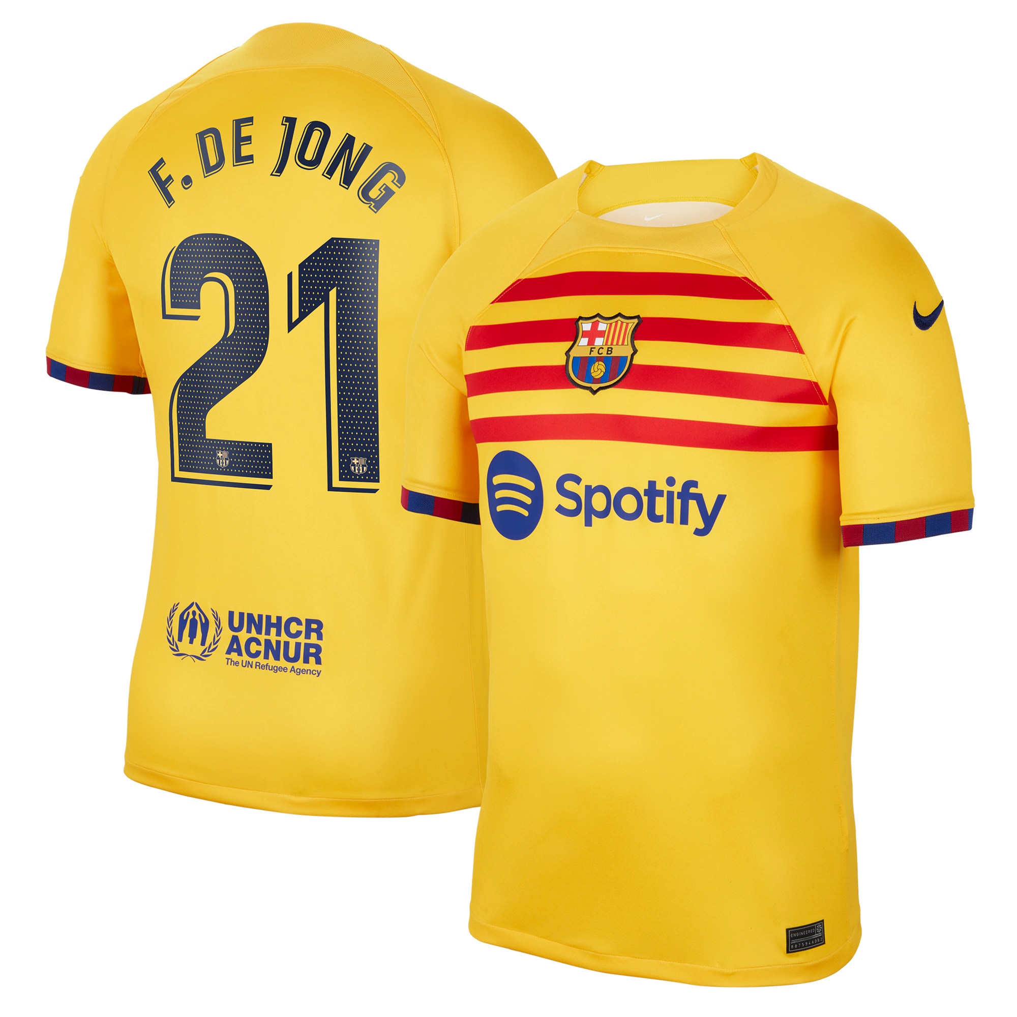 Frenkie de Jong Barcelona Youth 2022/23 Fourth Breathe Stadium Replica Player Jersey – Yellow