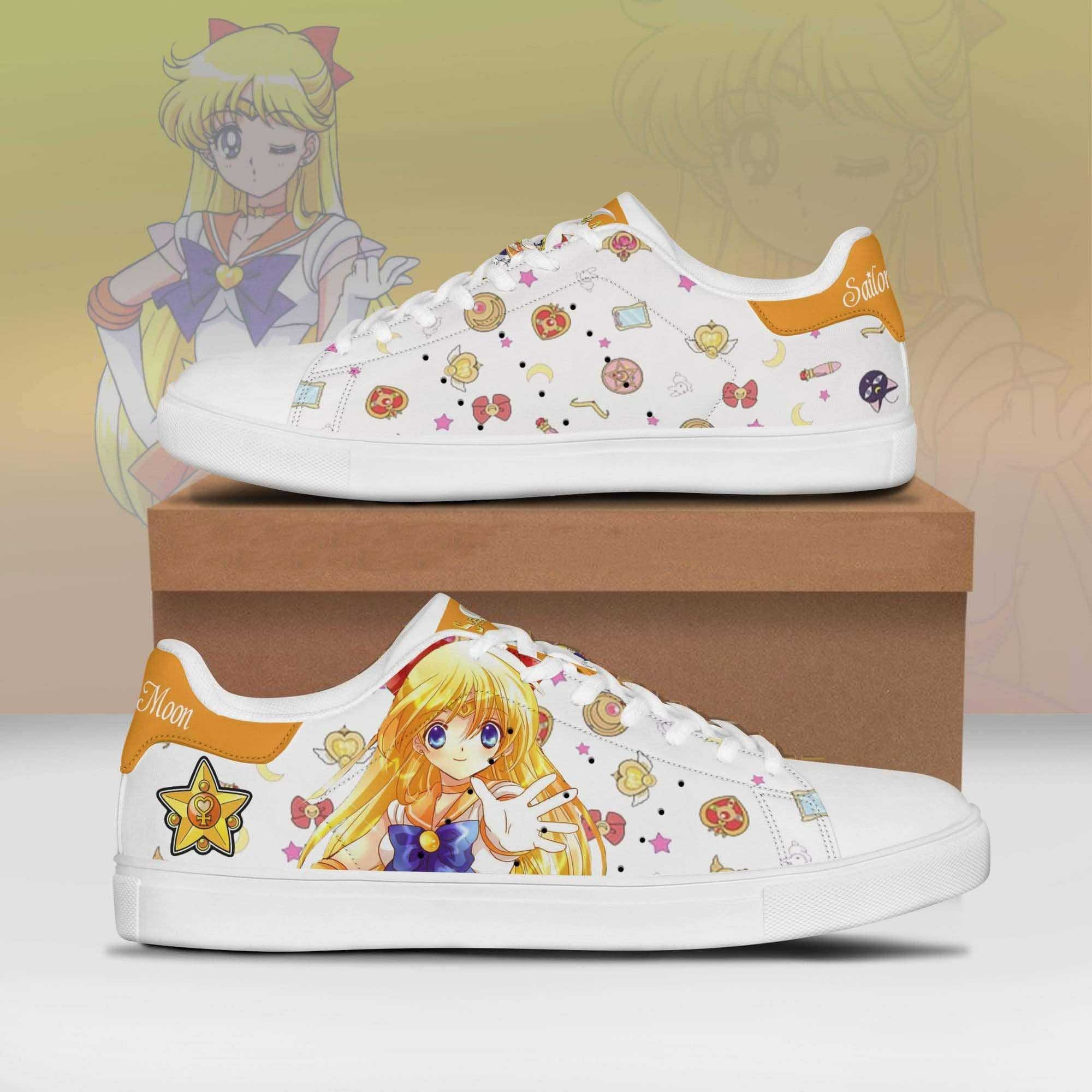 Sailor Venus Sailor Moon Anime Christmas Gift For Fan Low Top Leather Skate Shoes Sneakers For Man And Women