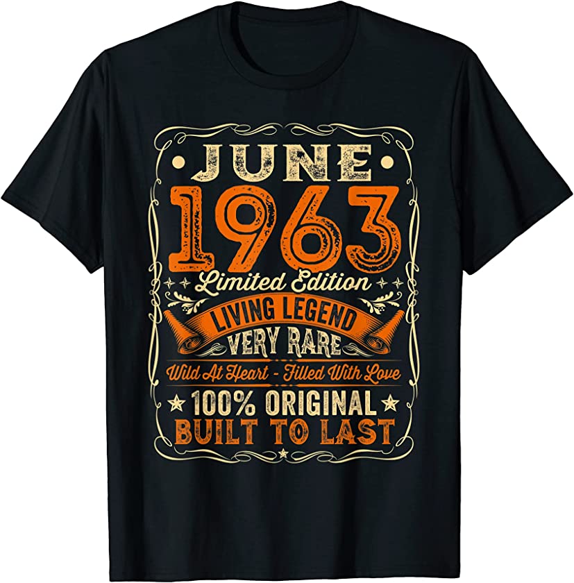 58 Years Old Vintage June 1963 Distressed 58th Birthday T-Shirt