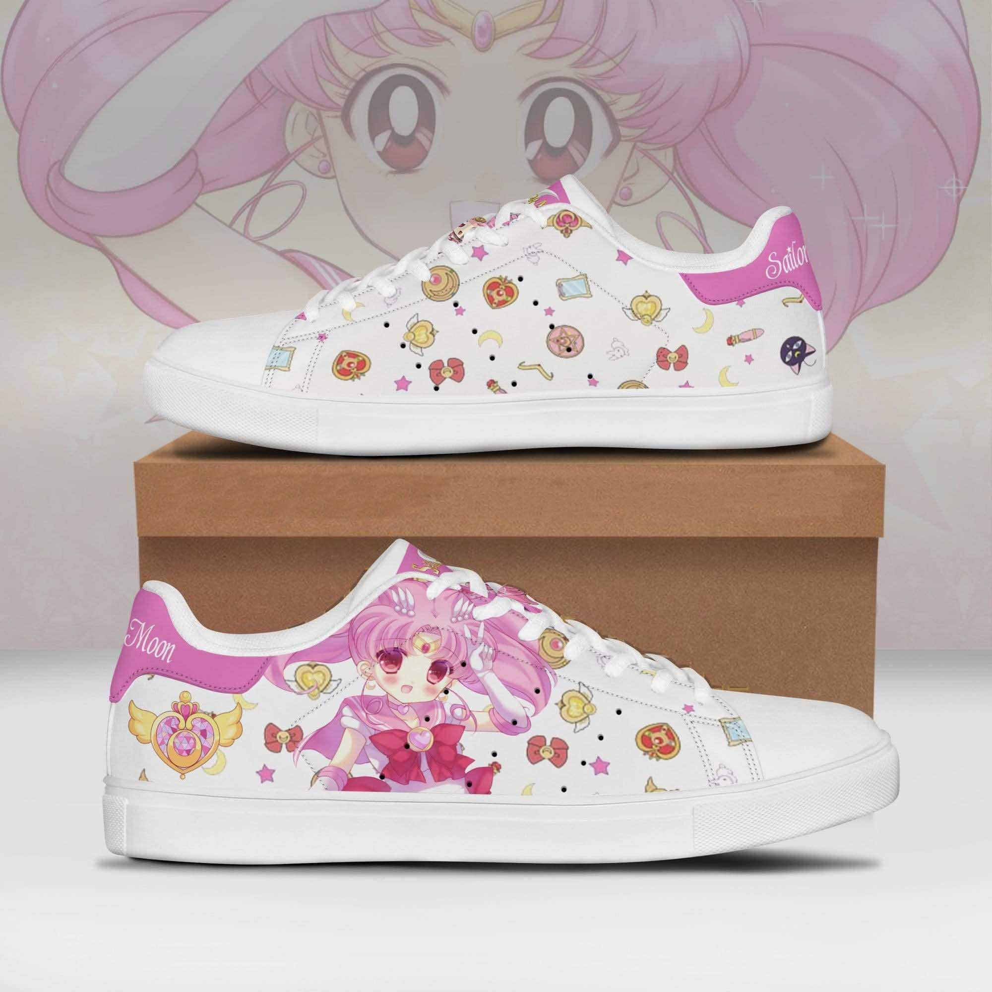 Sailor Chibiusa Sailor Moon Anime Christmas Gift For Fan Low Top Leather Skate Shoes Sneakers For Man And Women