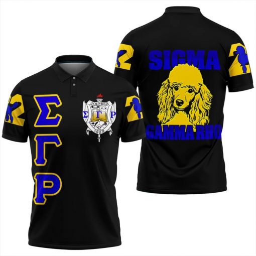 Sigma Gamma Rho Founded 1922 Poodle Black Polo Shirt