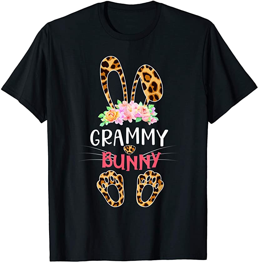 Grammy Bunny Happy Easter Day 2021 Leopard Plaid Grammy T-Shirt