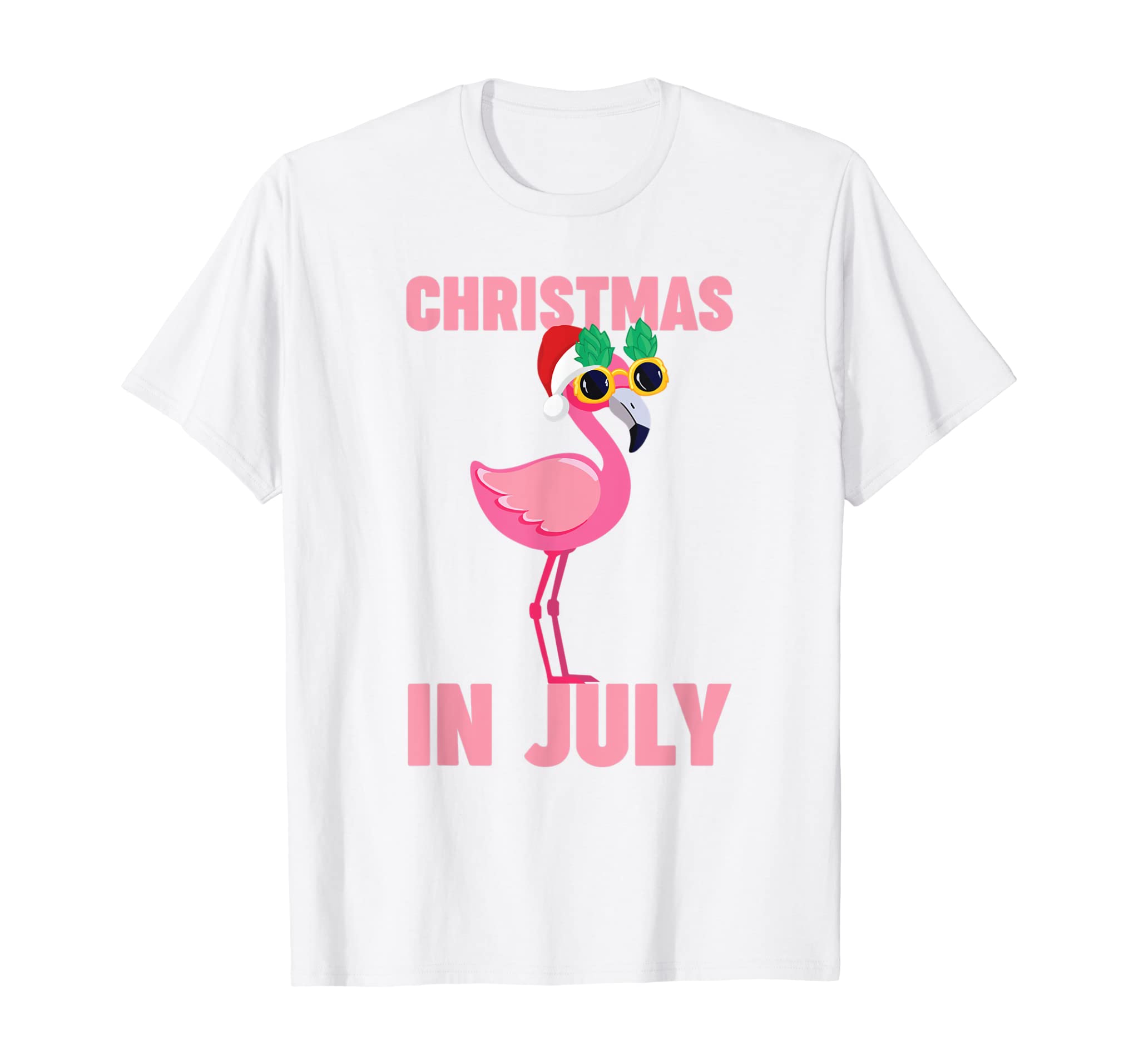 Pink Flamingo In Santa Hat Christmas In July Shirt Gift Girl