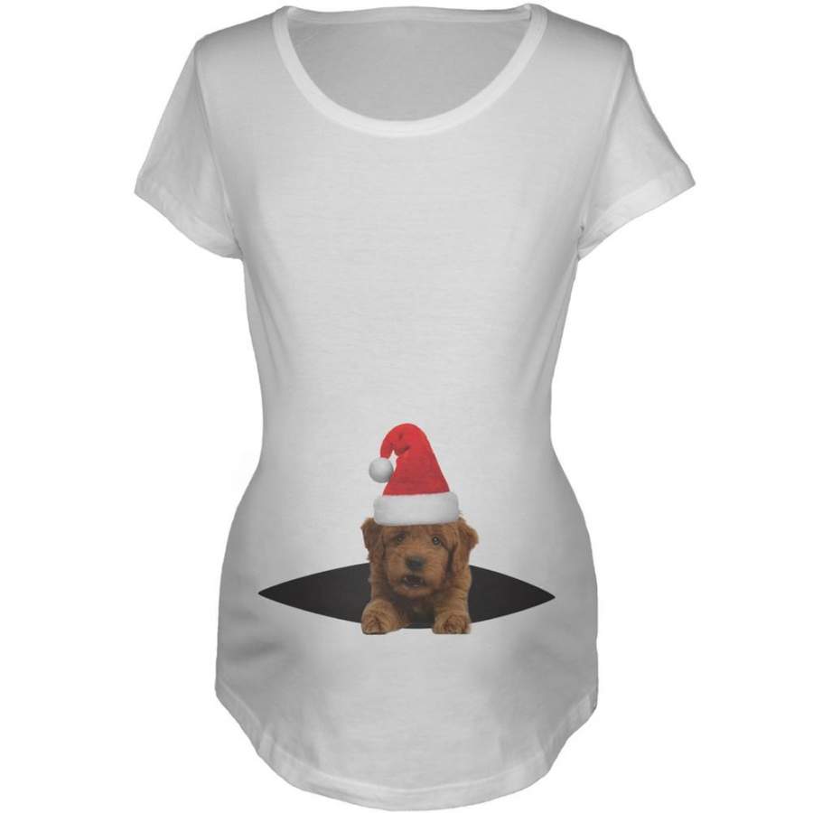 Peeking Christmas Puppy Women’s Maternity T-Shirt